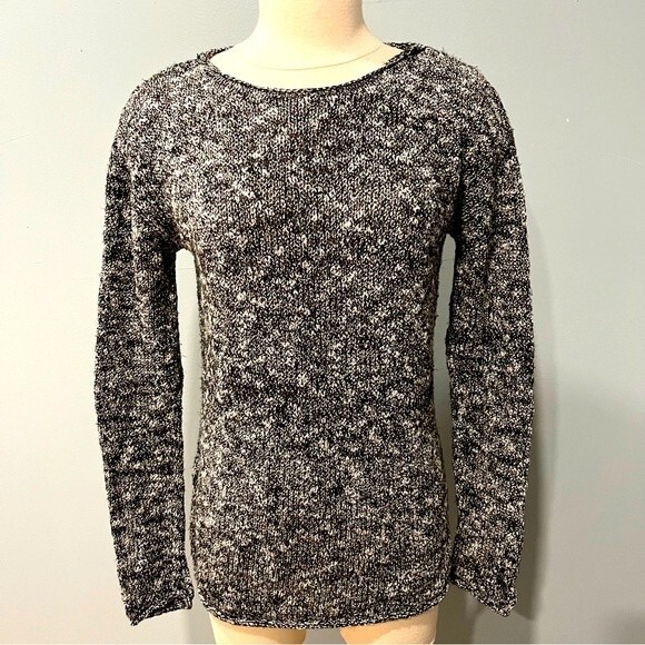 J Crew Black & White Marled Knot Crewneck Long Sleeve Sweater Size Small - Picture 2 of 7